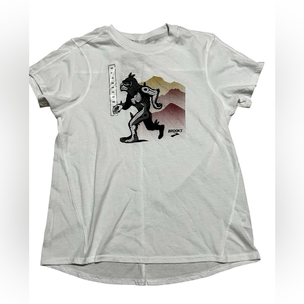 Brooks distance running graphic‎ women’s short sleeve T-shirt white size XS